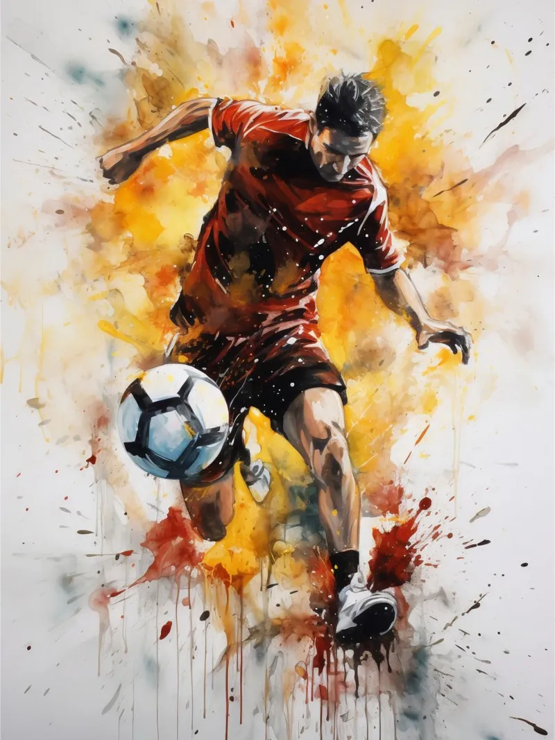 Football Watercolor poster met kunststof frame van Mateo