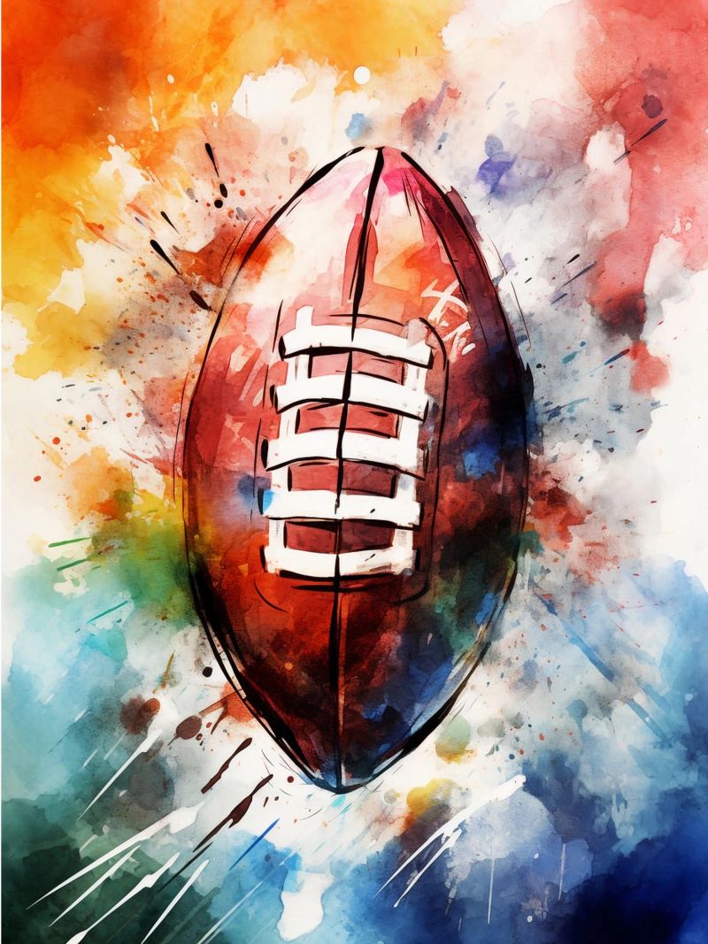 American Football Ball Watercolor poster de Mateo