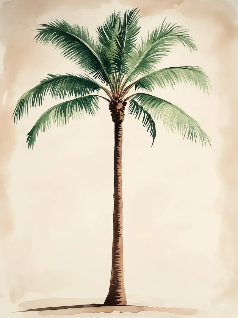 Illustrazione minimalista di una palma tela con Cornice a cassetta da Flora & Horizon