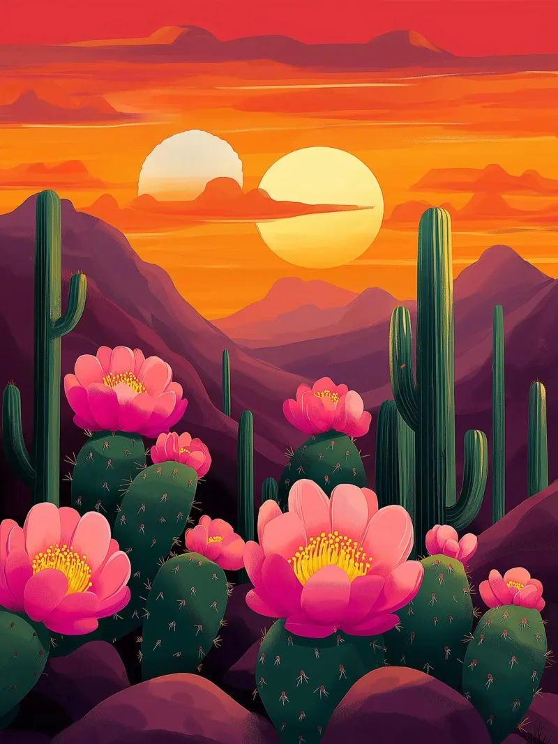 Cactus in fiore carta hahnemühle da Flora & Horizon