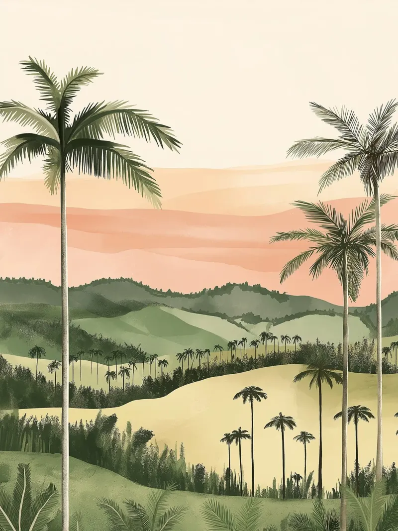 Paesaggio tropicale poster con telaio in plastica da Flora & Horizon