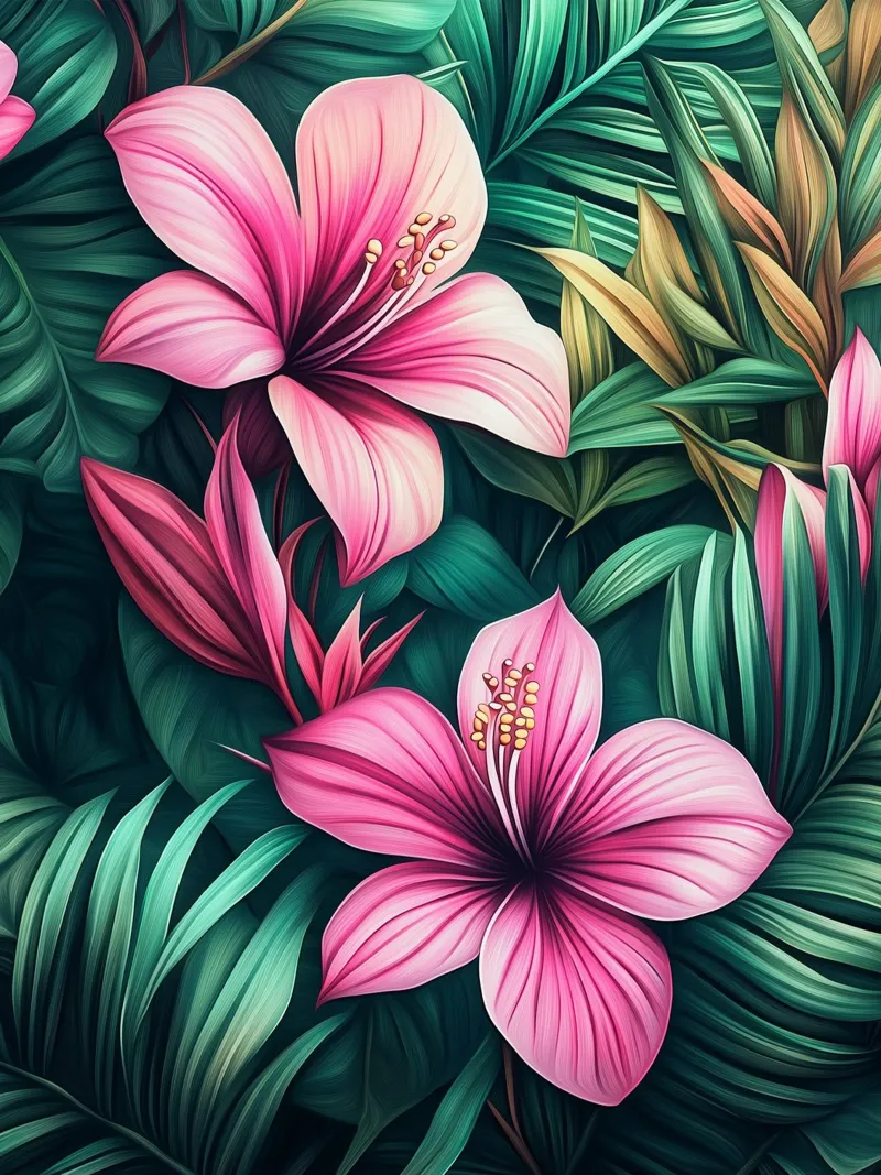 Fiori tropicali esotici poster con telaio in plastica da Flora & Horizon