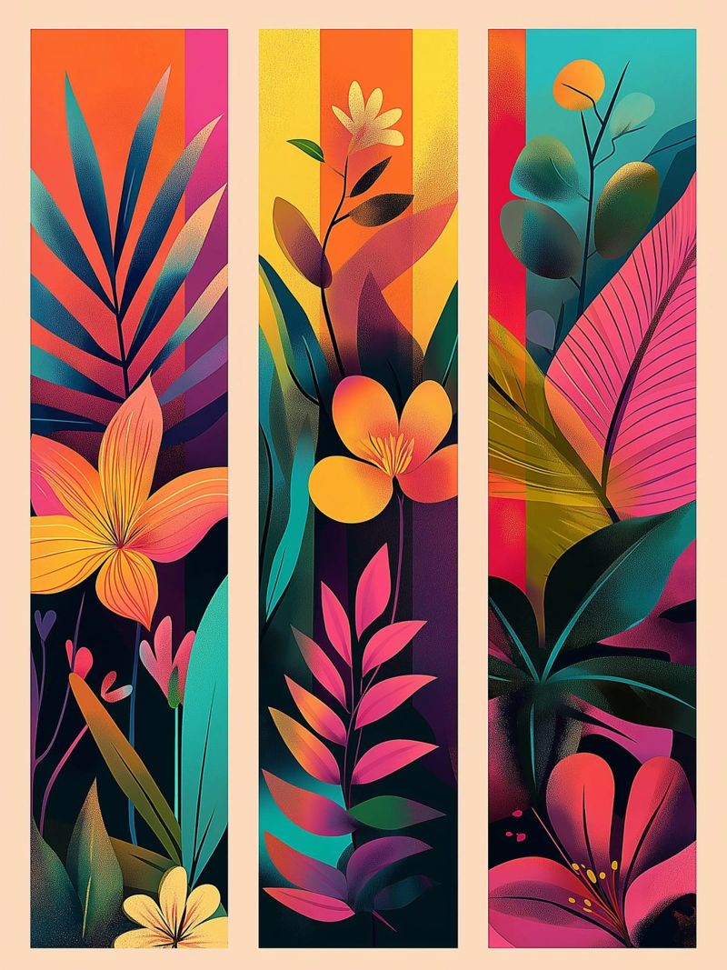 Botanisches Triptychon Leinwand von Flora & Horizon
