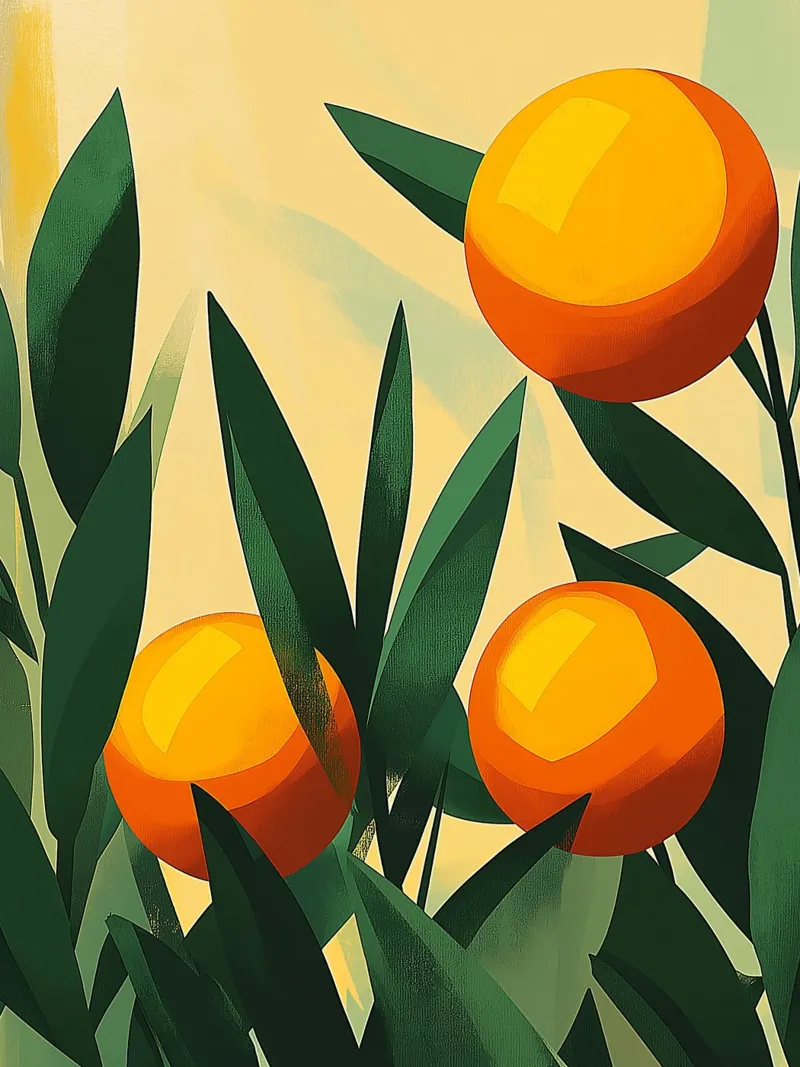 Illustrazione moderna di arance poster con telaio in plastica da Flora & Horizon