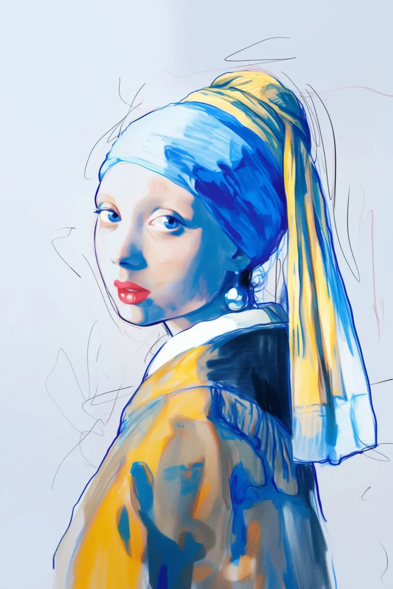 Girl with pearl earrings blue hahnemühle by Carinaprint