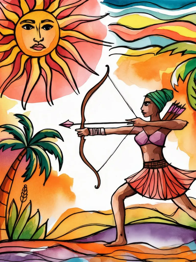 Arciere tropicale poster con telaio in alluminio da Artie Shifa