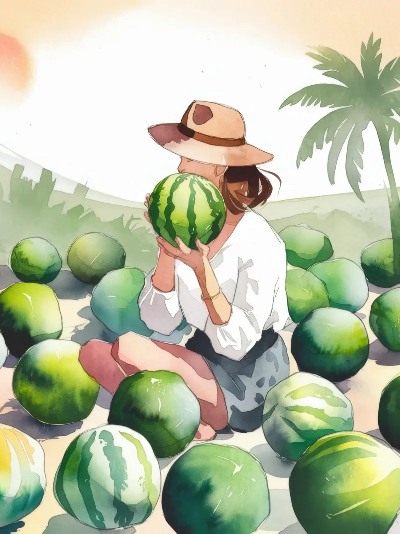 Wassermelone Whimsy Leinwand mit Schattenfugenrahmen von Artie Shifa