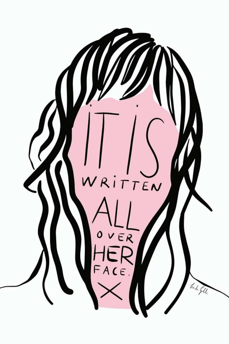 Writing on Her Face plexiglass da Linda Gobeta