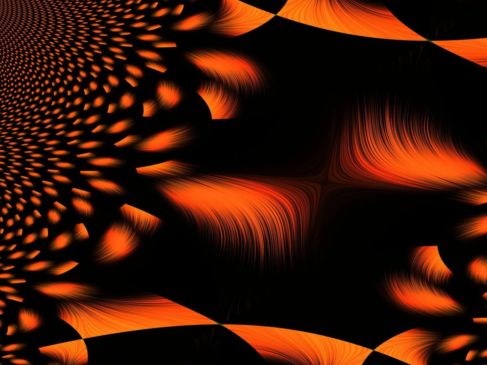Abstract dynamic fractal pattern orange and black canvas by Something for you