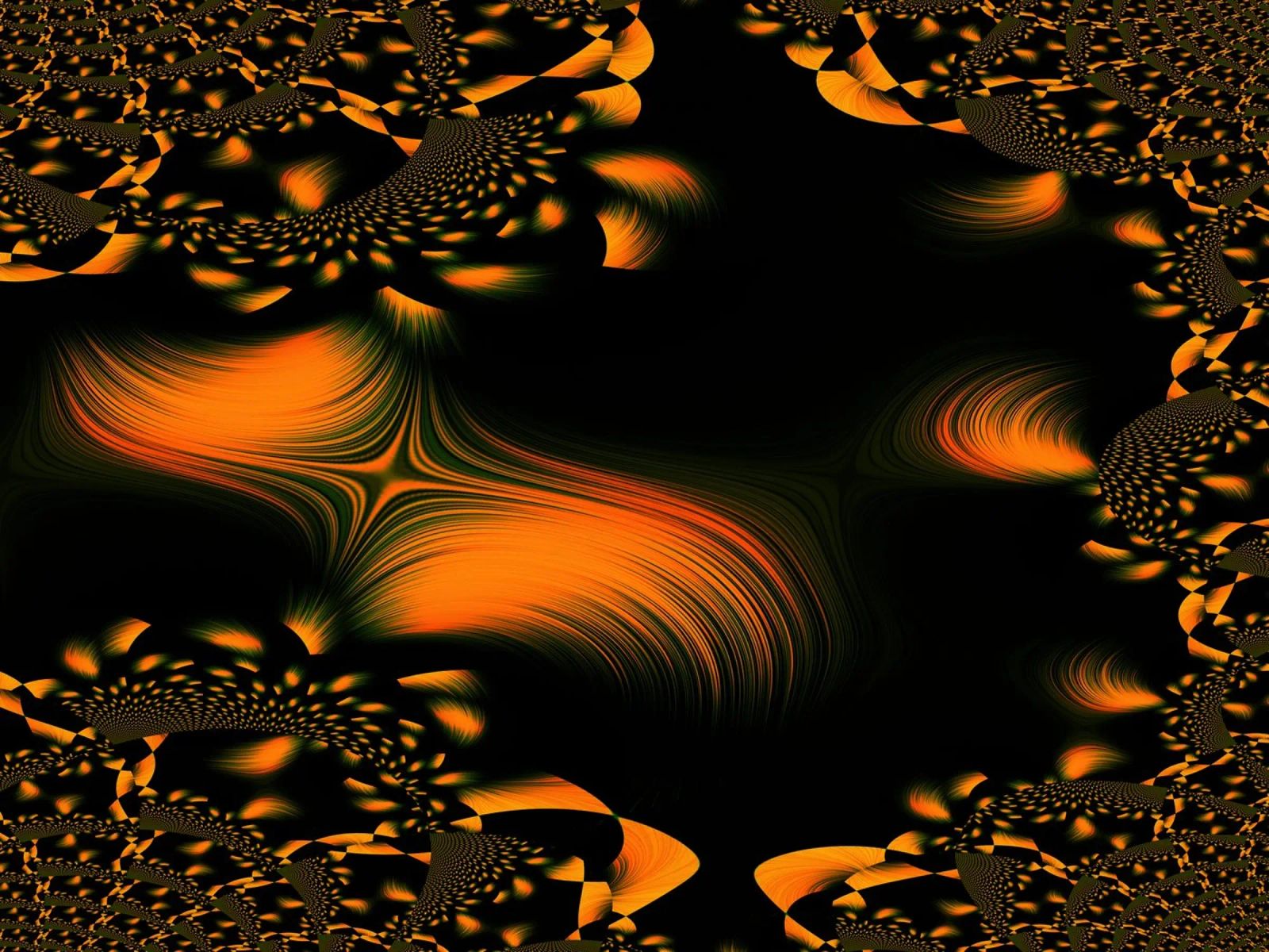 Abstract dynamic pattern, fractal movements orange canvas by Something for you