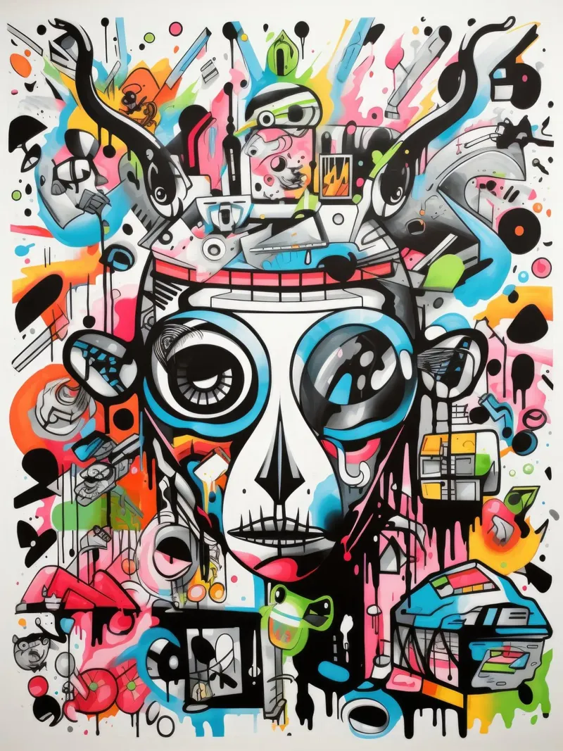 animali graffiti poster con telaio in alluminio da Art Digital Visuel