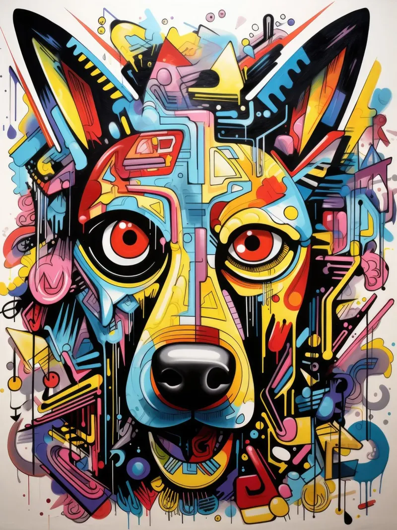 animali graffiti poster con telaio in legno da Art Digital Visuel