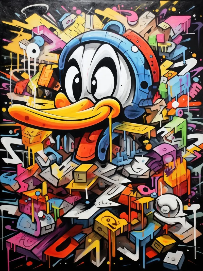animali graffiti poster con telaio in legno da Art Digital Visuel