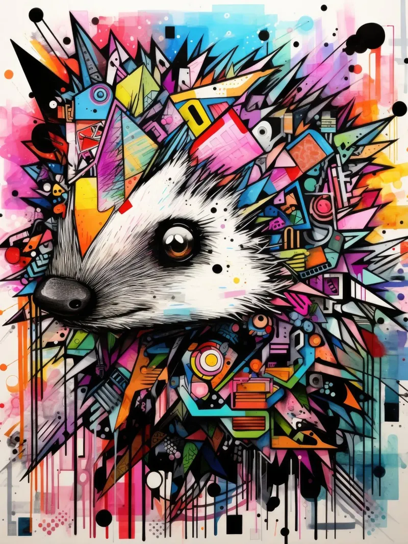 graffiti dieren canvas met Baklijst van Art Digital Visuel