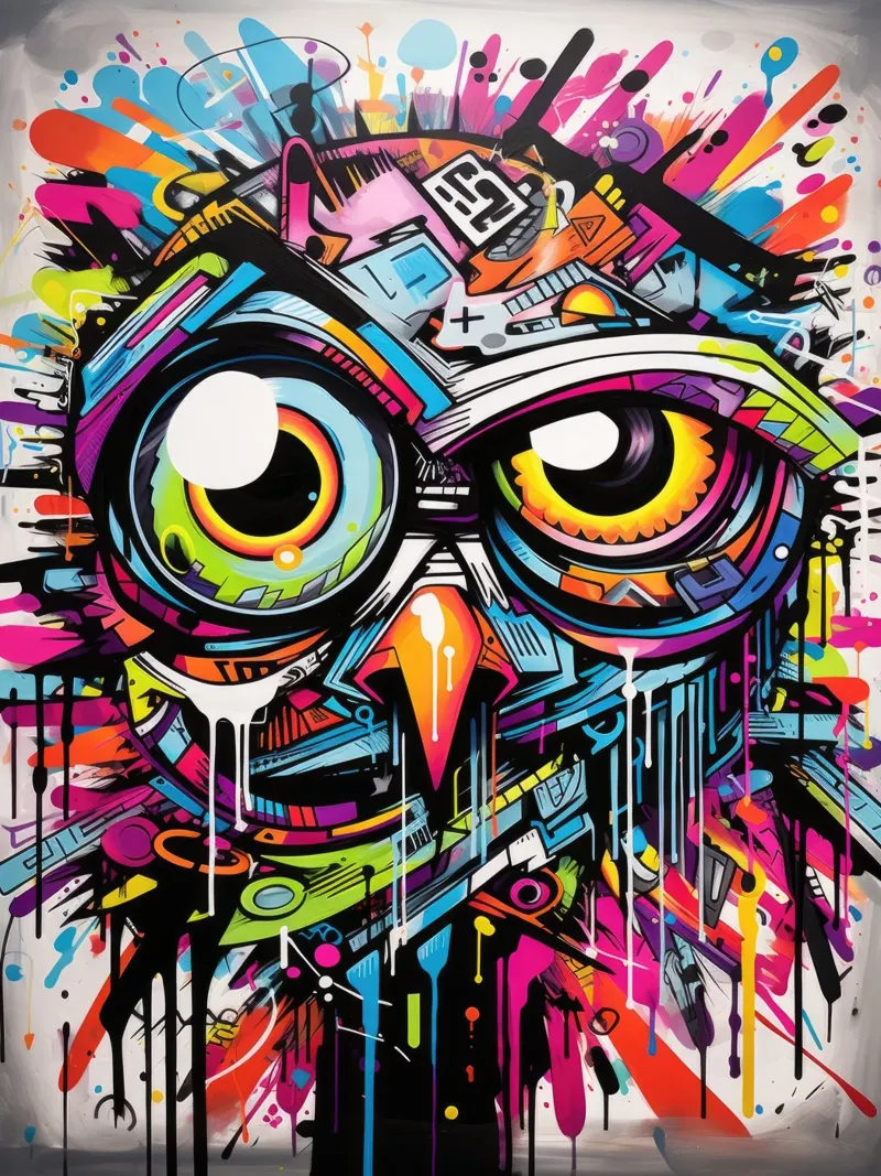 graffiti dieren canvas met Baklijst van Art Digital Visuel
