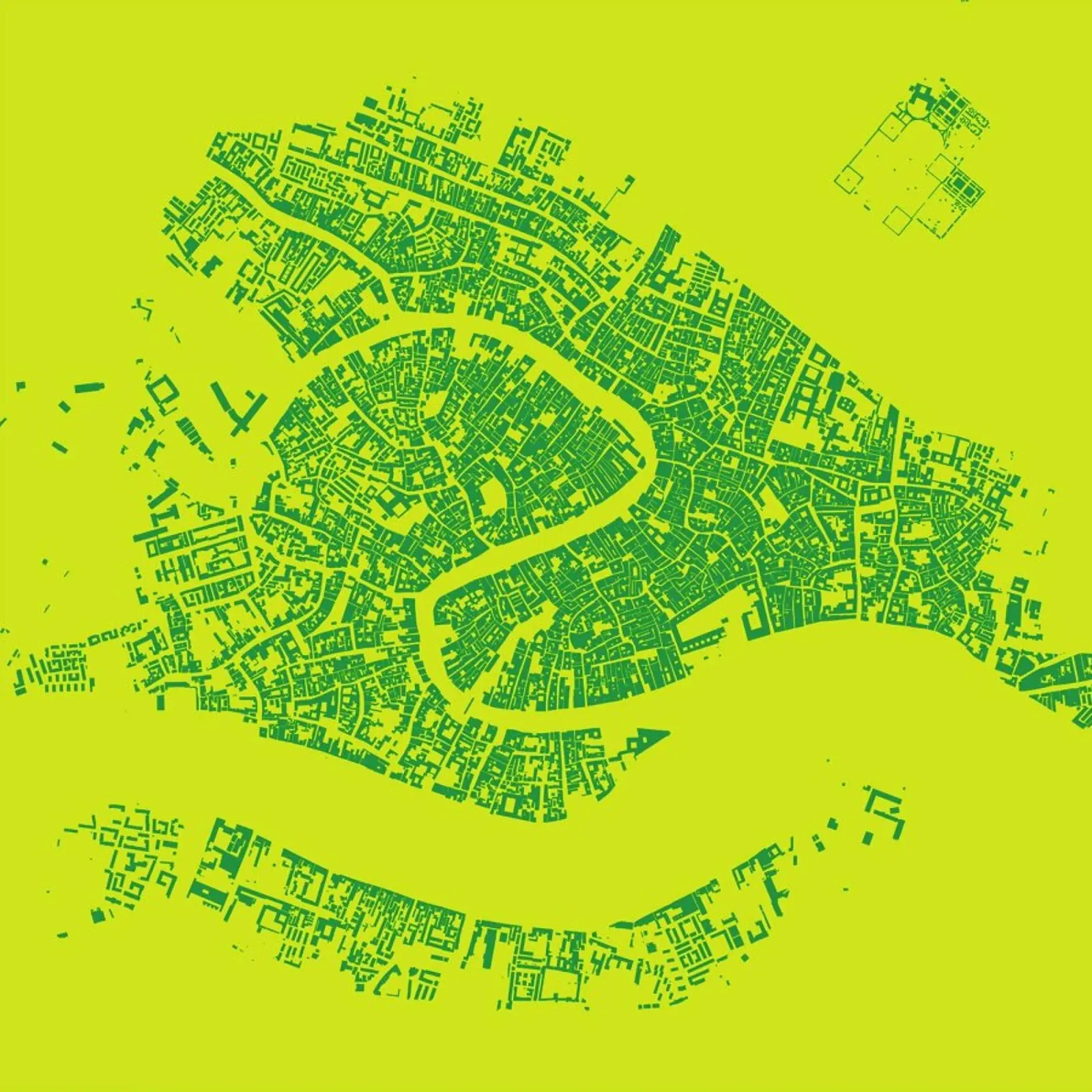 Venice Green poster met kunststof frame van Urban Maps