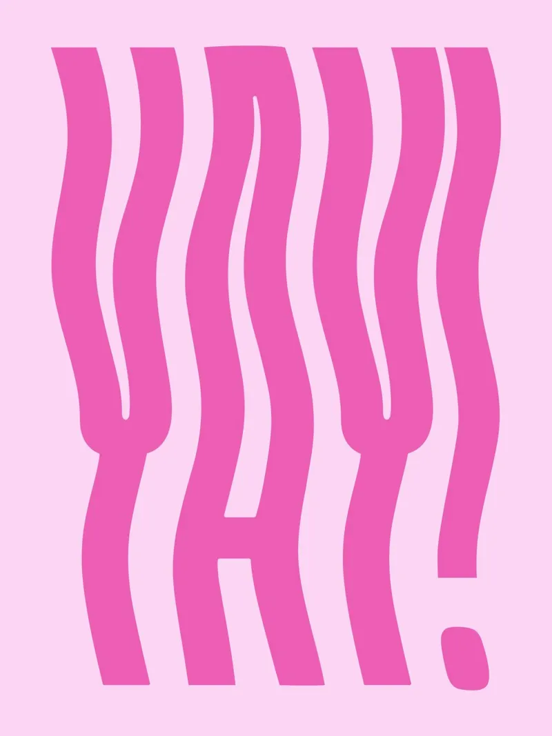 Juhu, gewellter Text (Rosa Farbton) Hahnemühle von Paigaam Studio