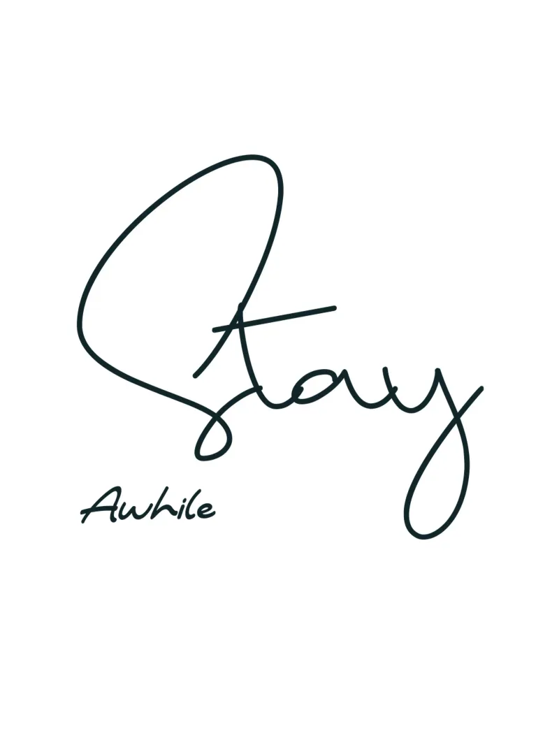 Stay Awhile Simple Minimalist Typography canvas with Floater frame by YV TYPOGRAPHY