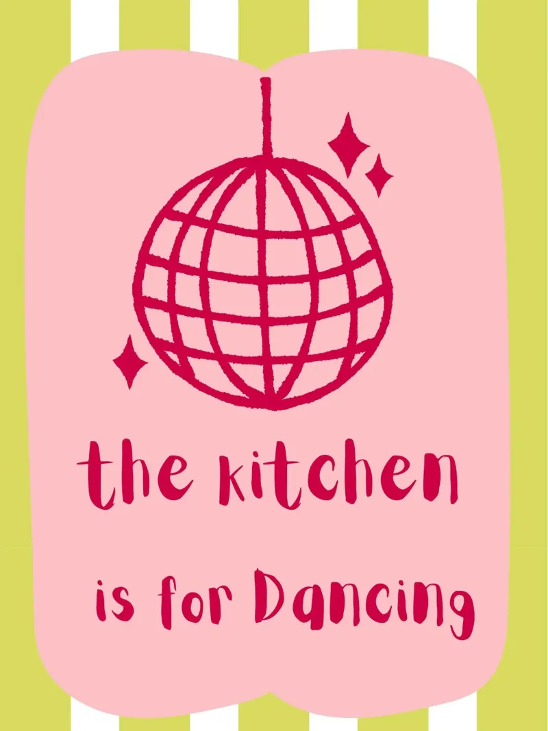 the kitchen is for Dancing poster con telaio in alluminio da ramosashop