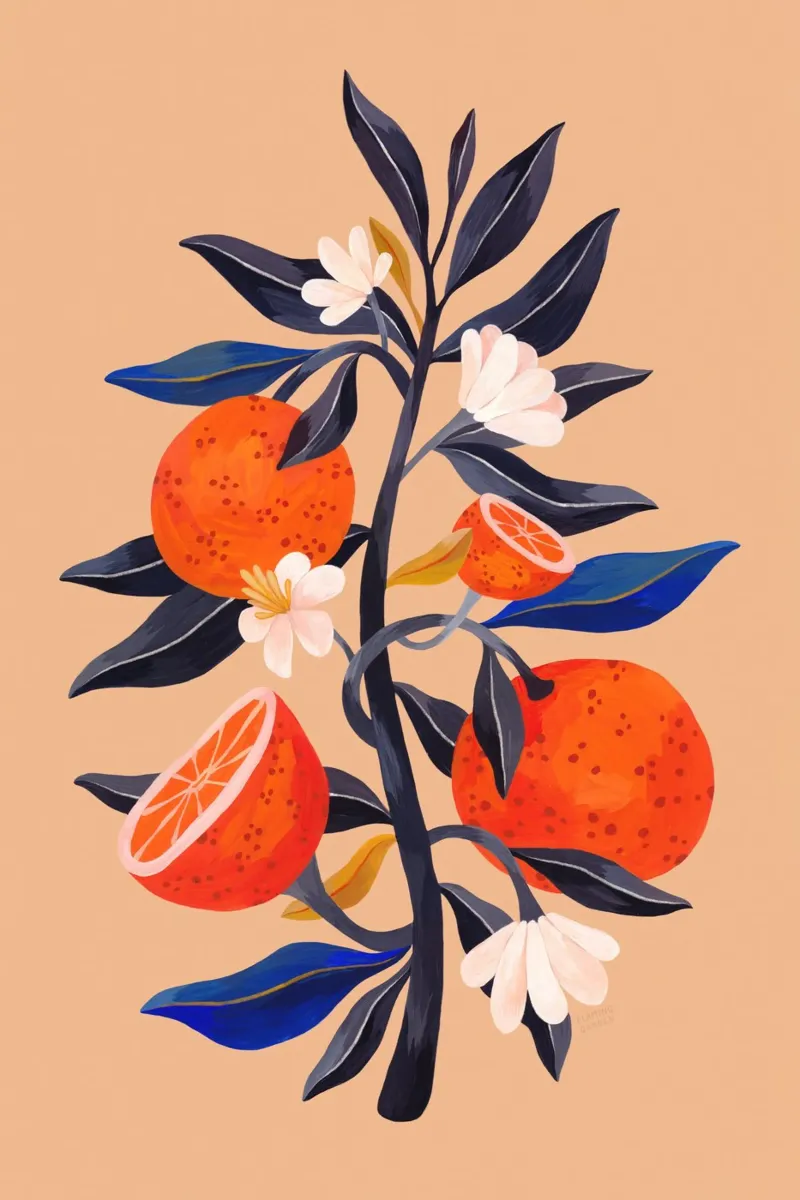 Giardino infuocato - Albero d'arancio poster con telaio in plastica da The Artcircle