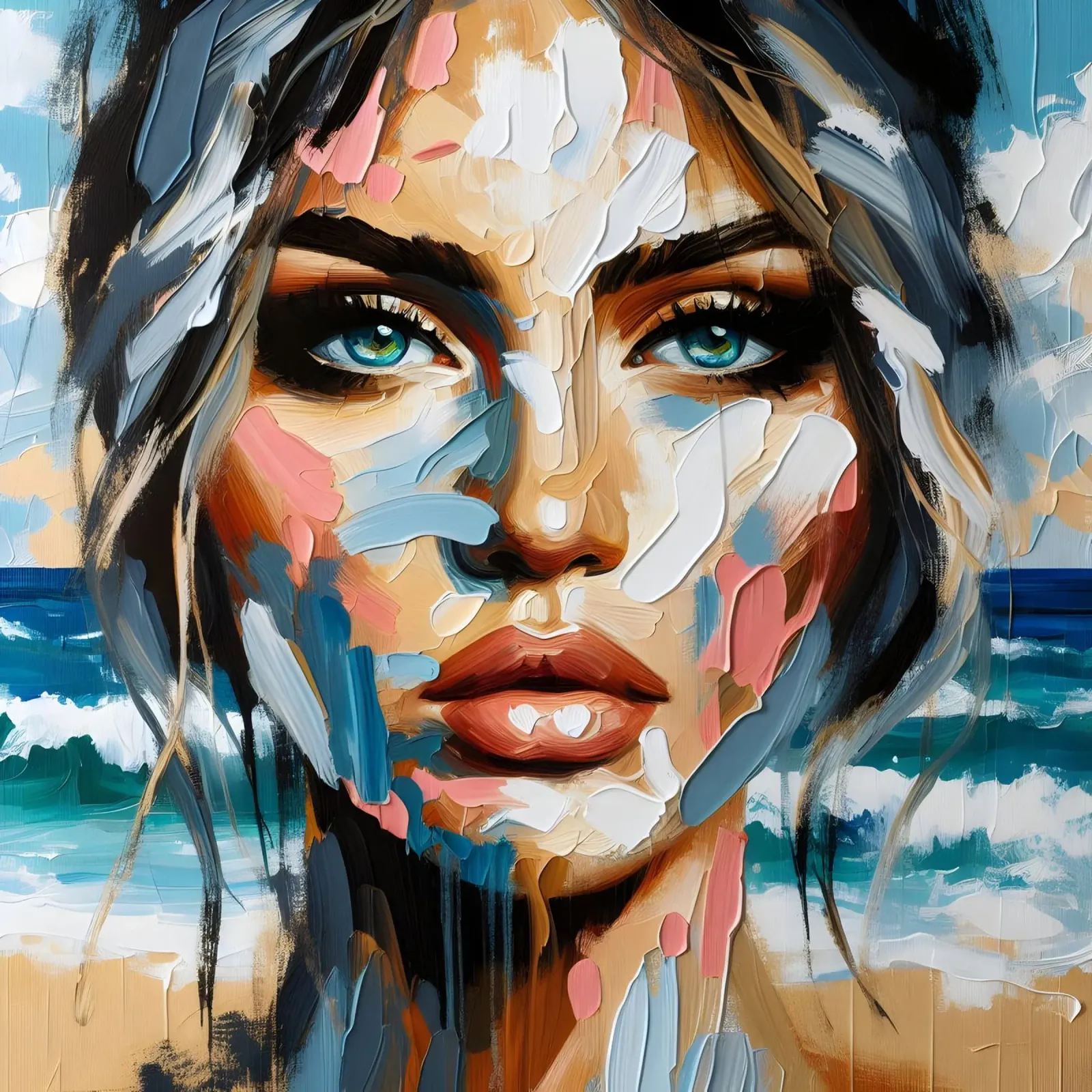 Donna calma in spiaggia poster da ARTOMATIC