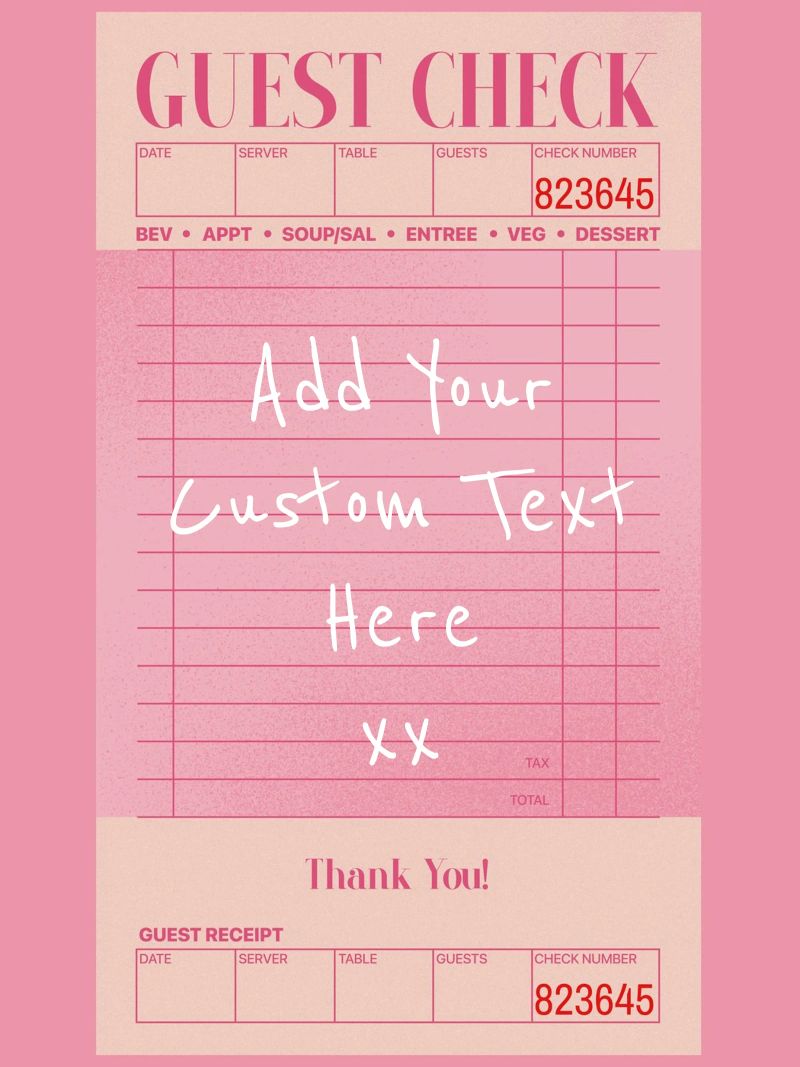 Custom Guest Check Poster, Personalised Print, Custom Art canvas by PrintStudio