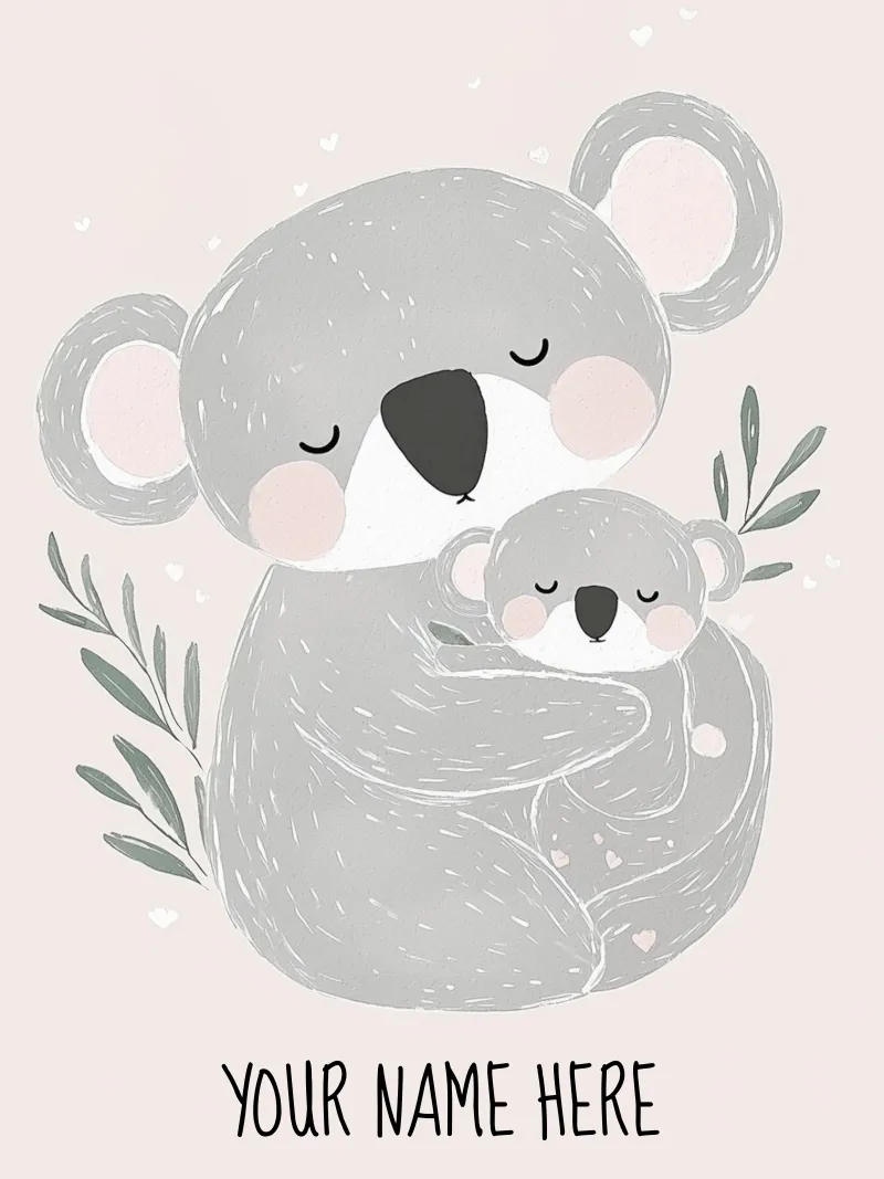 Custom Print Koalas, Personalized Gift For Her, Nursery Art poster with wooden frame by Little Lola