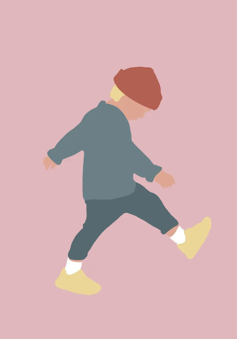 TAMO - sagoma illustrata minimalista di un ragazzo tela con Cornice a cassetta da Tine Taler
