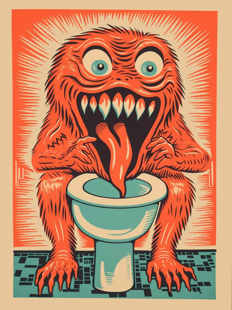 Toilet monsters | Art for the guest loo canvas with Floater frame by Autofocus