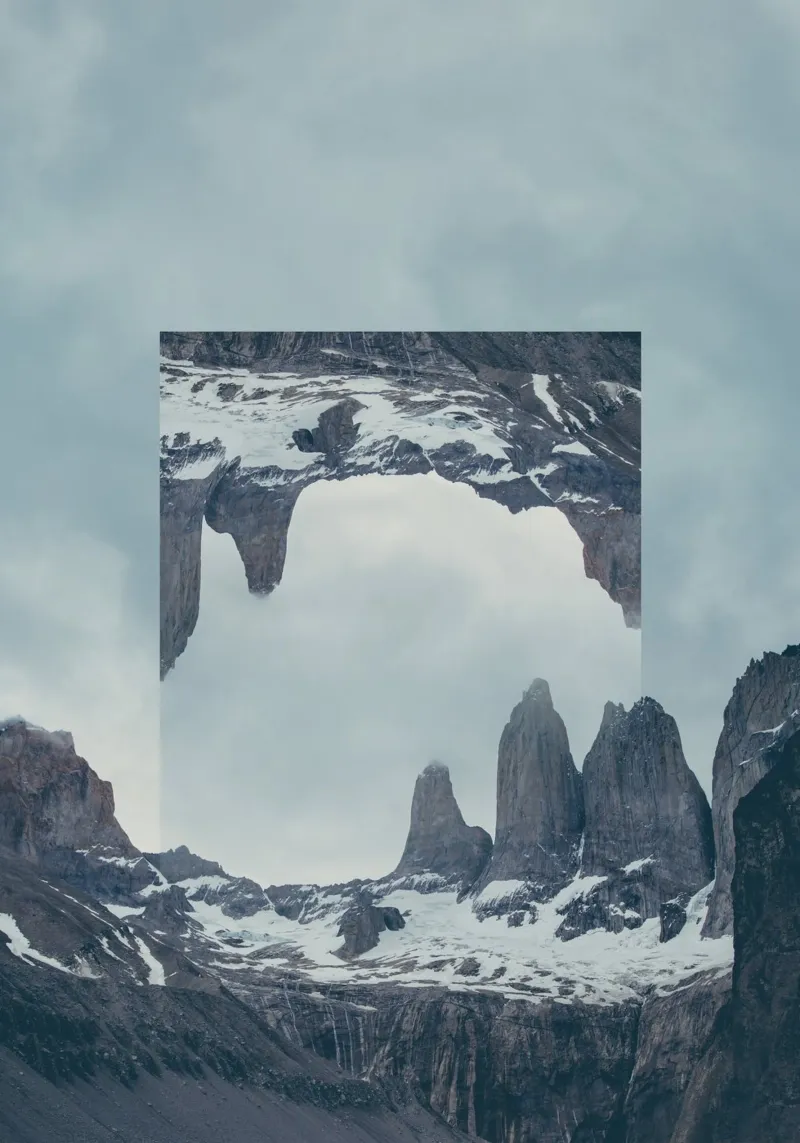 Mania Landscapes Mirrored 2 Torres del Paine (Chile) poster with plastic frame by Mania Print Collection