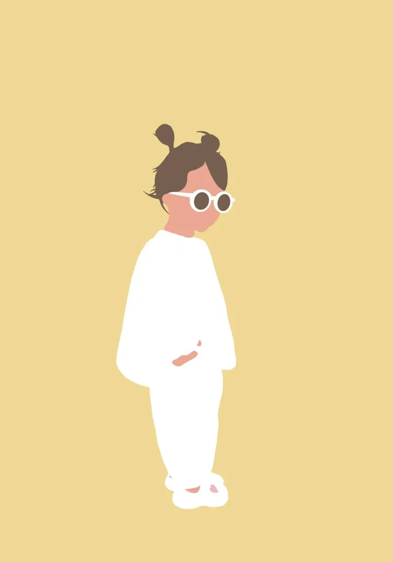LOLA - Ragazza con occhiali da sole illustrazione minimalista poster con telaio in alluminio da Tine Taler