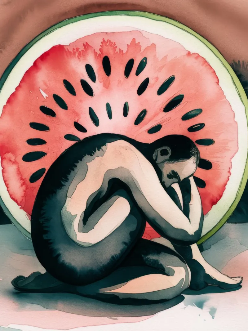 Solitudine dell'anguria poster con telaio in plastica da Artie Shifa