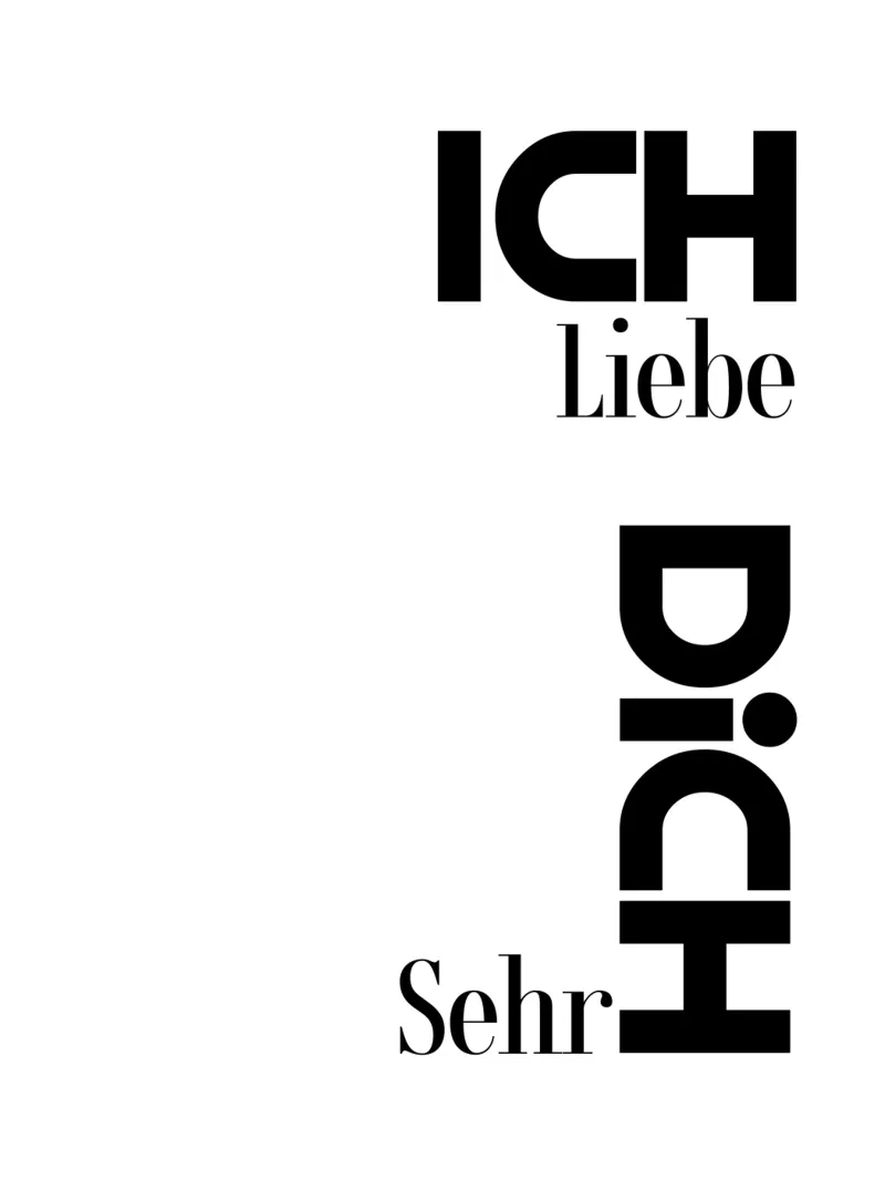 Ich Liebe Dich Sehr Modern Minimalist Typography Hahnemühle von YV TYPOGRAPHY