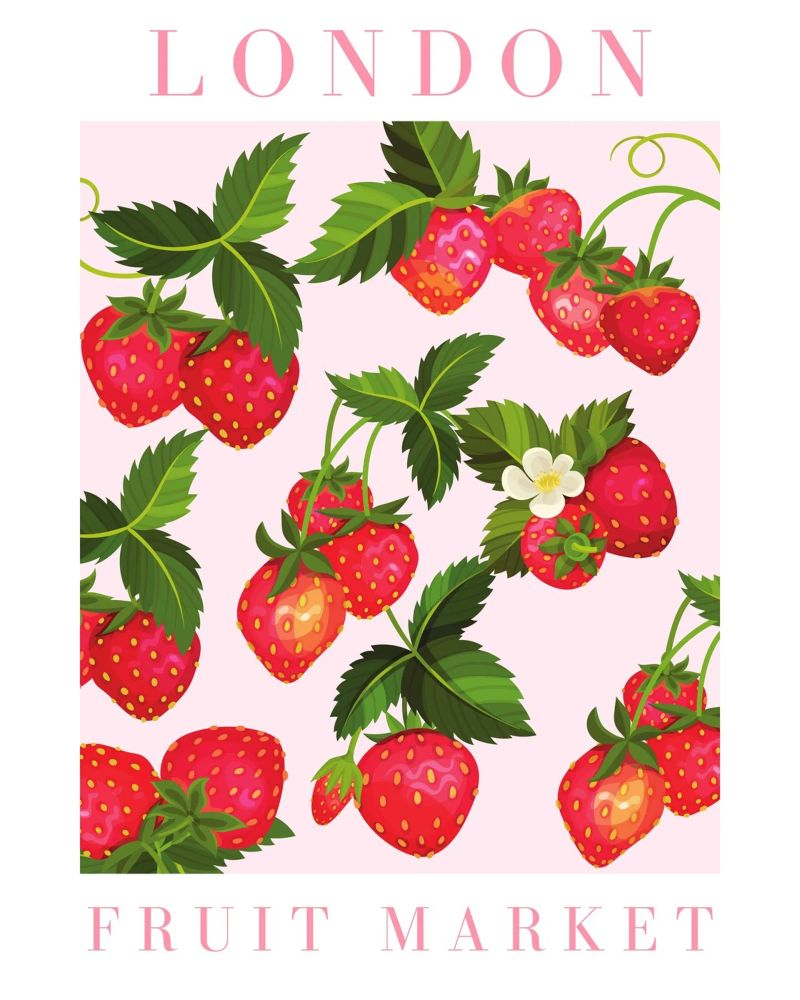 Strawberry Poster poster by Bella Studio