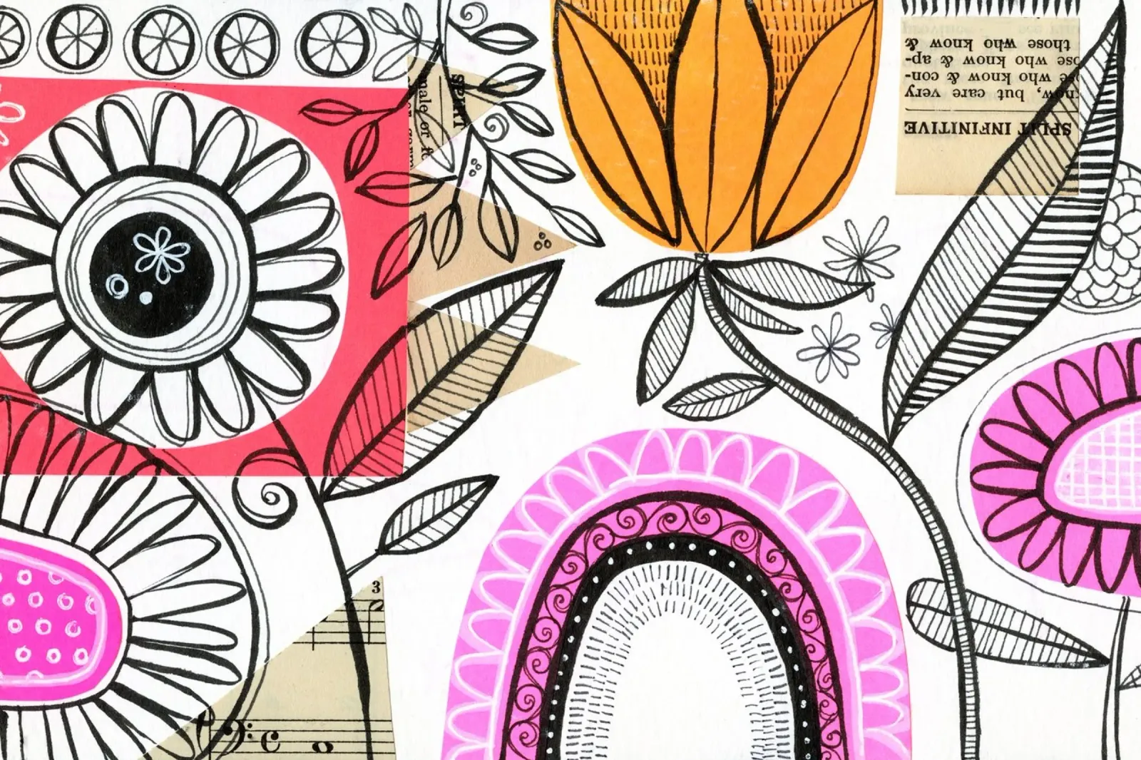 Susan Black - Collage botanico 02 poster con telaio in legno da The Artcircle