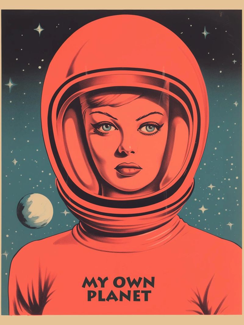 My Own Planet | Ritratto introverso di una donna in tuta spaziale poster da Autofocus