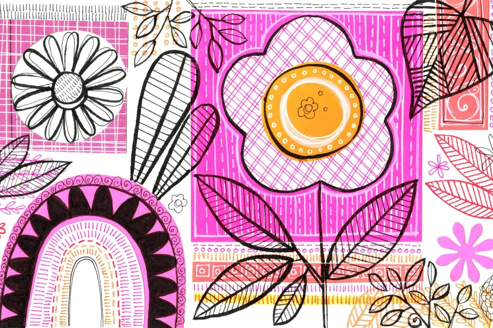 Susan Black - Collage botanico 08 tela con Cornice a cassetta da The Artcircle