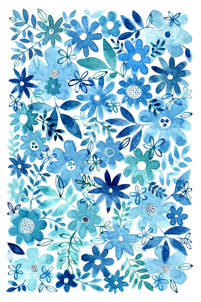 Susan Black - Giardino botanico - Fiori blu poster da The Artcircle