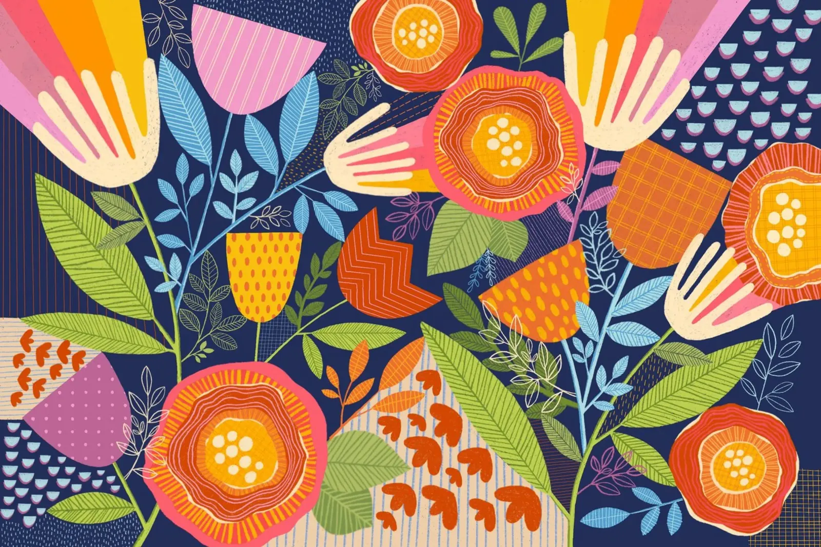 Susan Black - Botanica multicolore poster con telaio in legno da The Artcircle