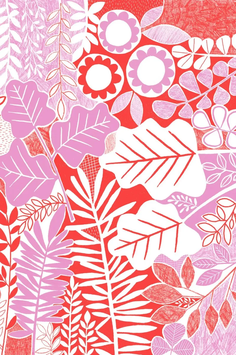 Susan Black - Rosso lilla botanico alluminio dibond da The Artcircle