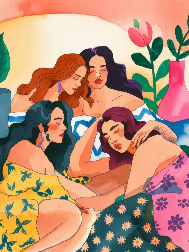 La compagnia sotto il sole poster con telaio in plastica da Artie Shifa