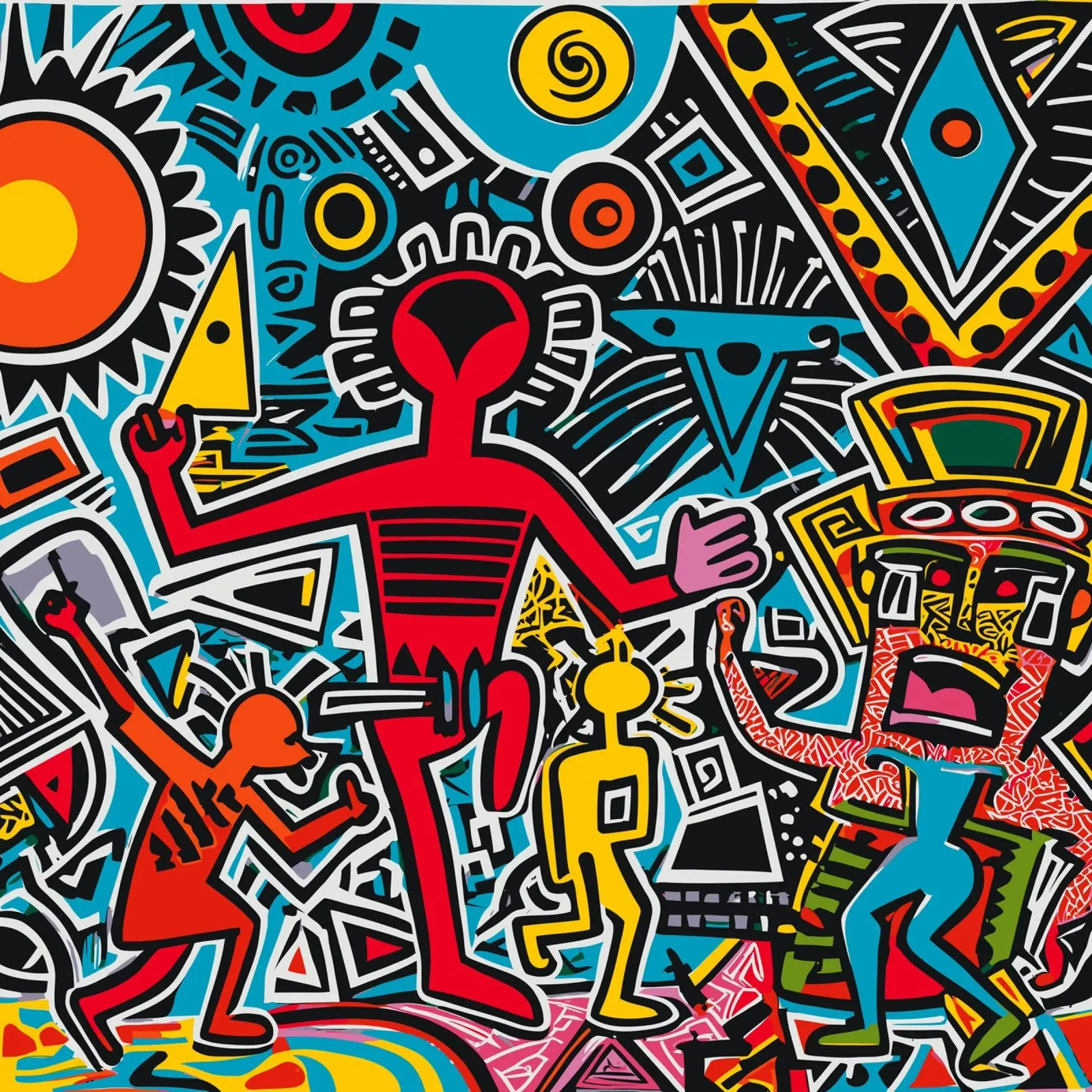 Dancing in the Sun Tribal Graffiti Street Art poster with plastic frame by Signorino