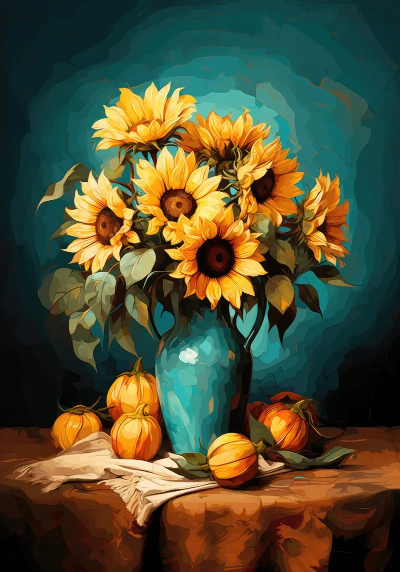 Decorazione con girasoli poster da PosterPrint