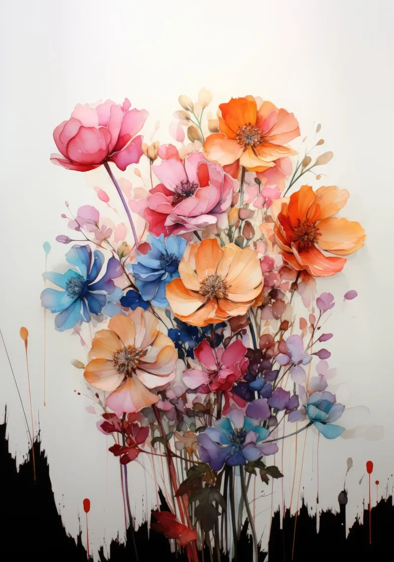 Ramo de flores abstracto poster de PosterPrint