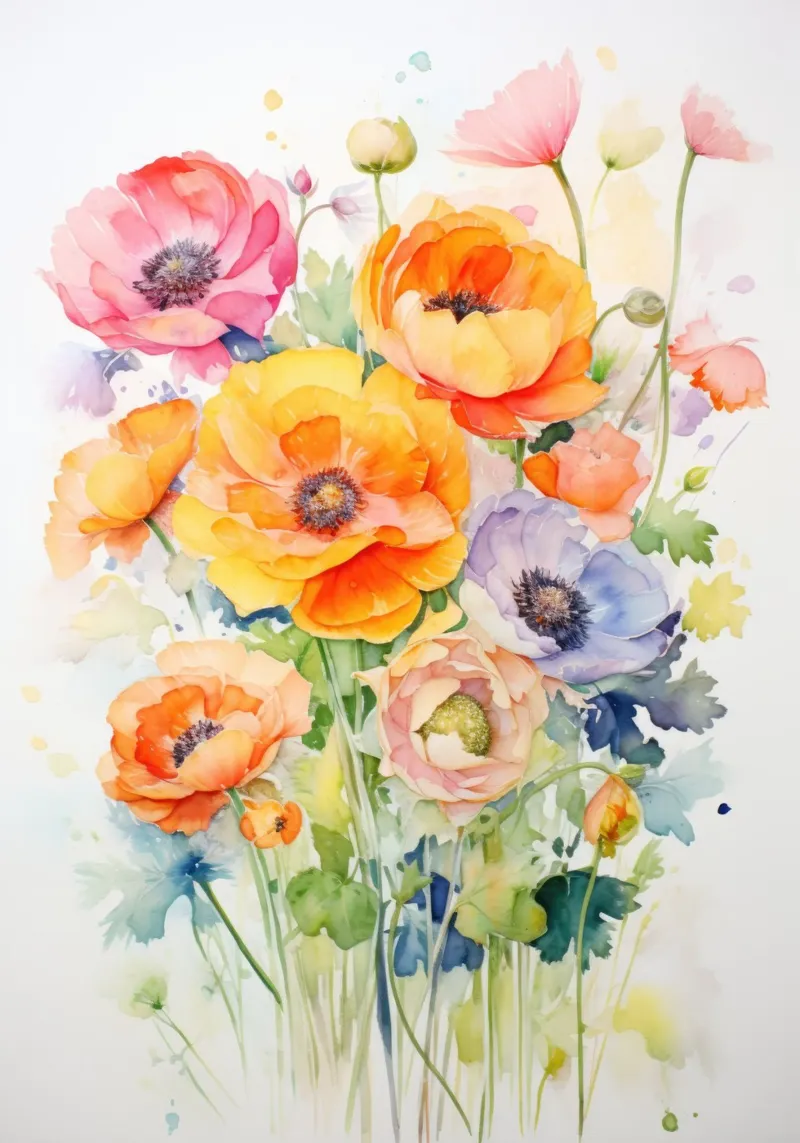 Acquerello - Bouquet di fiori poster da PosterPrint