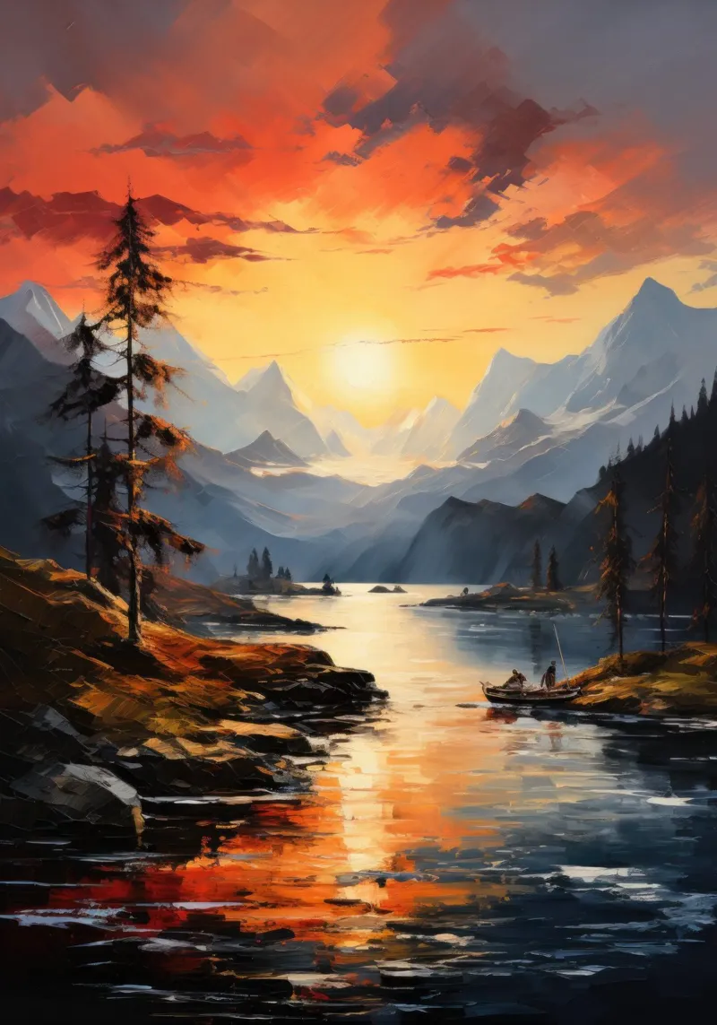 Tramonto in montagna carta hahnemühle da PosterPrint