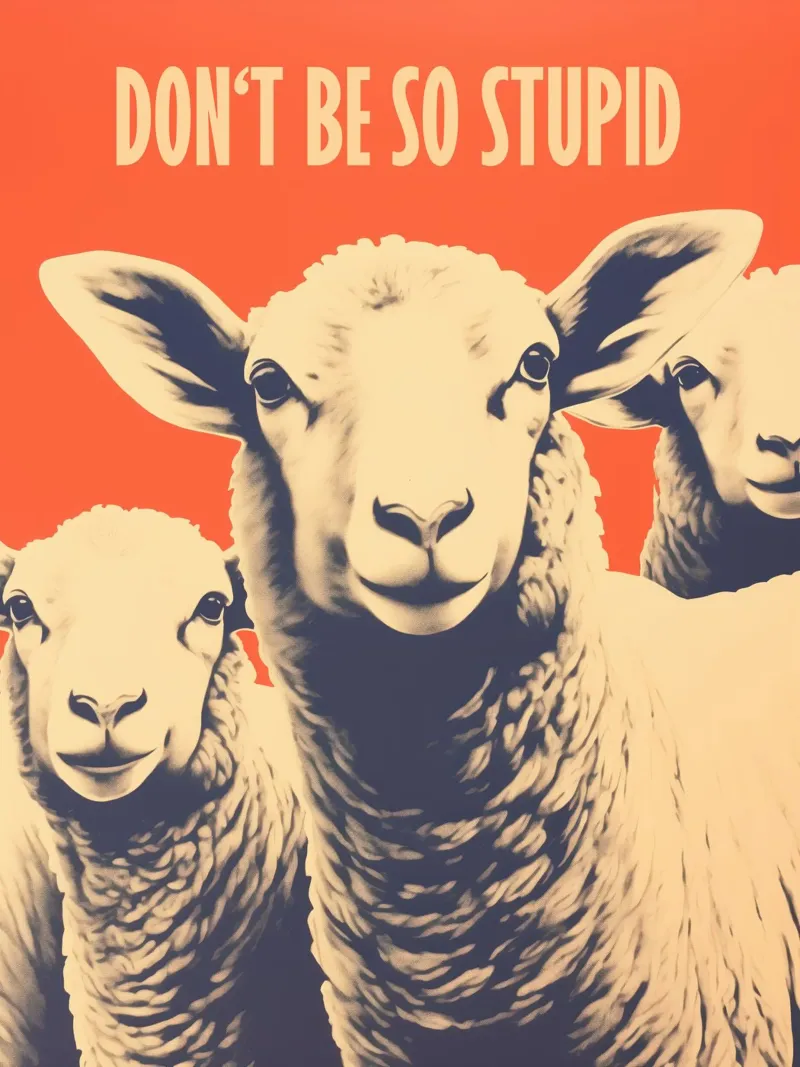Don't Be So Stupid | Non essere così stupido (come una pecora) alluminio dibond da Autofocus