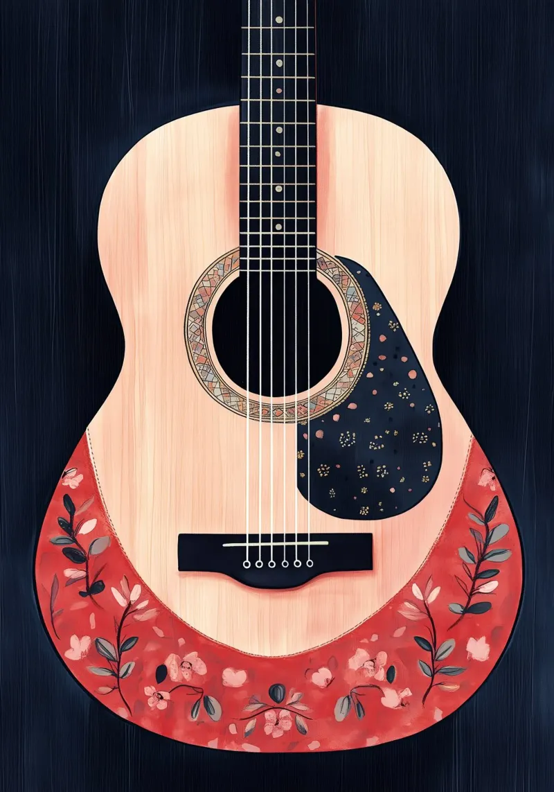 Chitarra acustica arte musicale carta hahnemühle da Justyna Jaszke JBJart