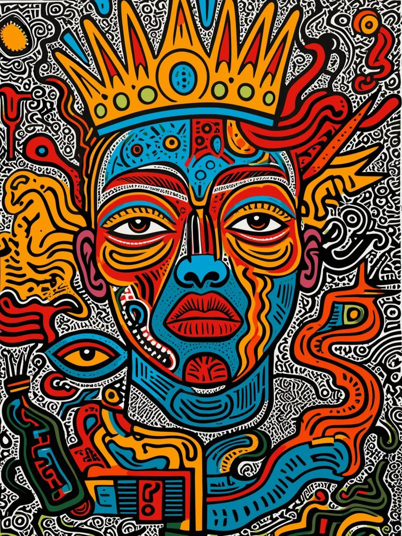 Mystic African Graffiti Street Art Queen poster met aluminium frame van Signorino