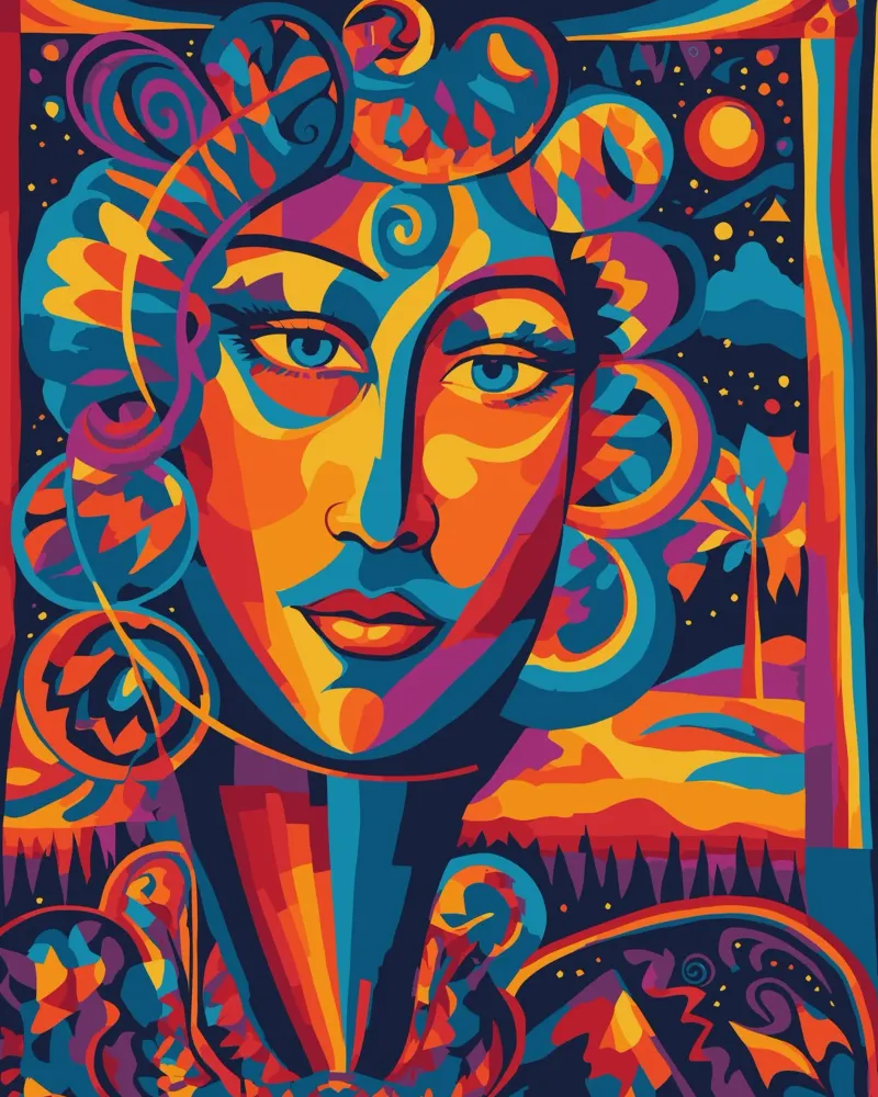 Mystic Rainbow Colorful Woman poster with wooden frame by Signorino